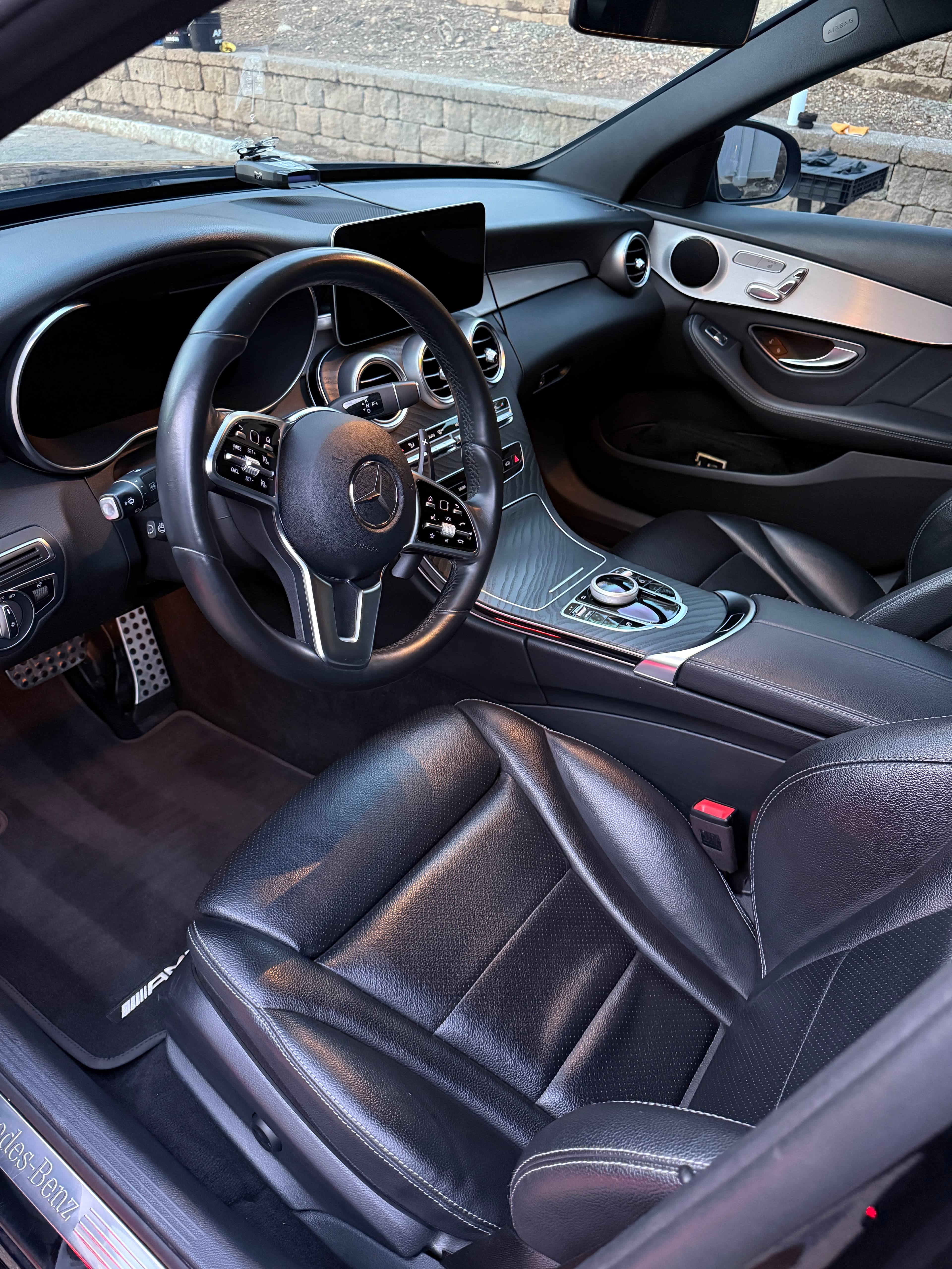 Black leather Mercedes-AMG C-Class interior detailed and conditioned