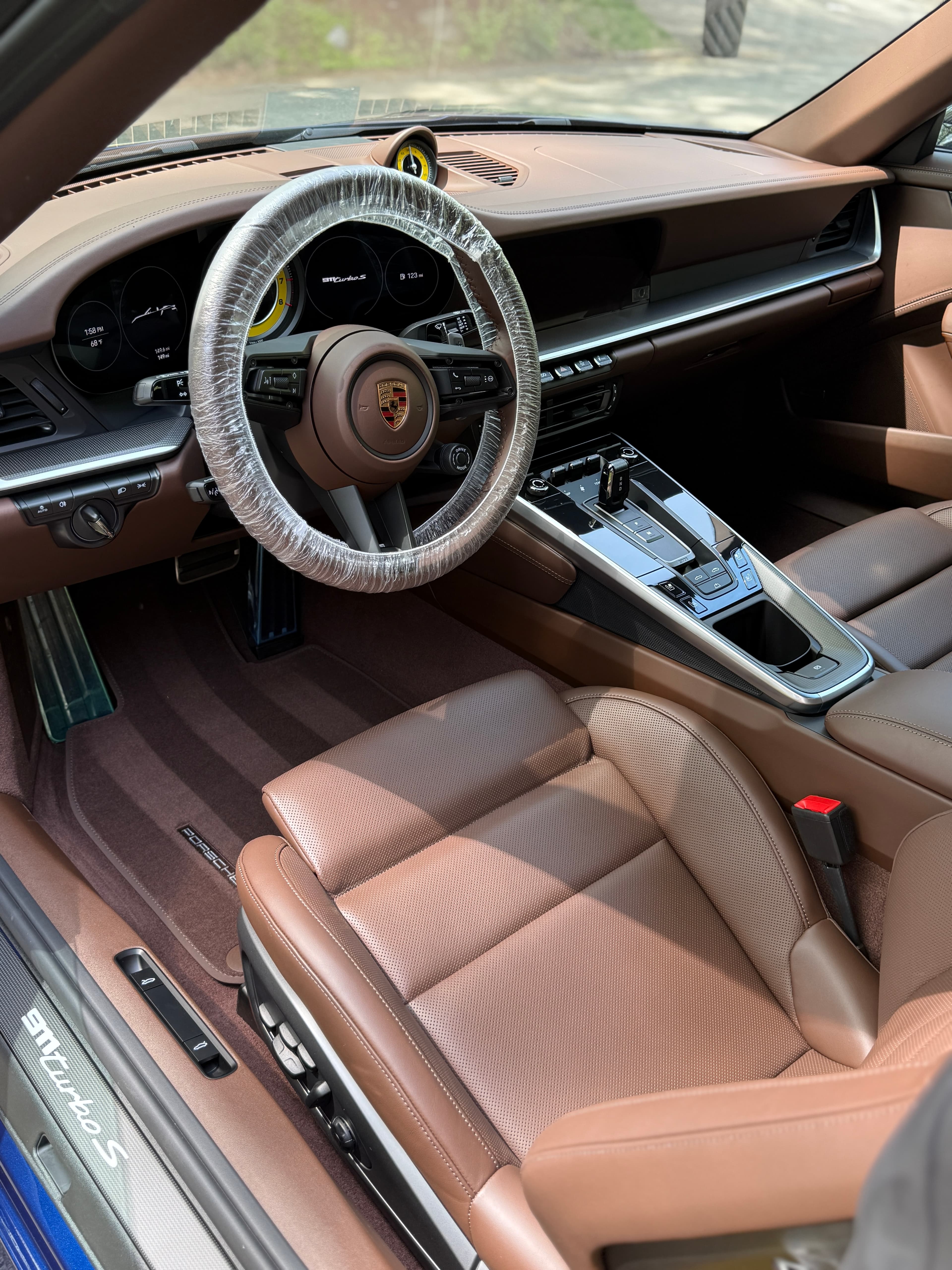 Brown leather Porsche 911 interior freshly conditioned in Park Ridge